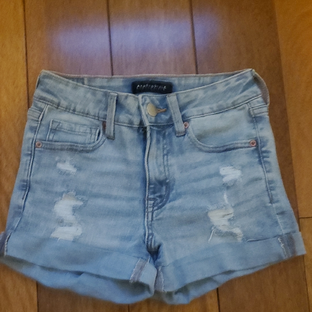 Aeropostale Light Blue Distressed Denim Shorts
